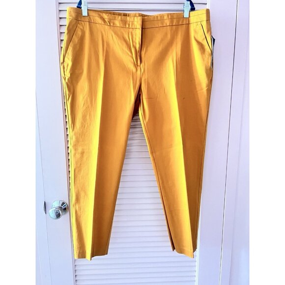 NWT Mustard Yellow Pants US S 14 Cotton UK 18 EU 46 Atmosphere Tailoring Pumpkin - Picture 1 of 16